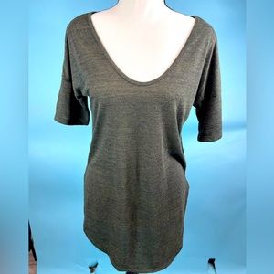 Heather OD Green Vee neck shirt